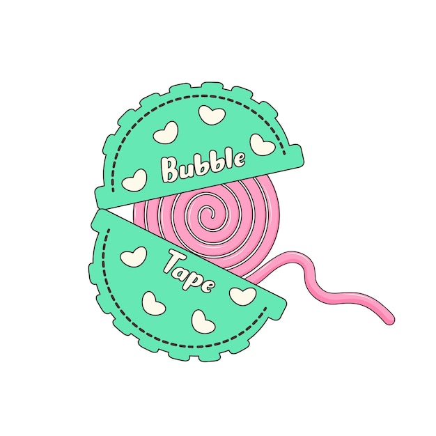 Bubble gum in roll Classic 80's or 90's bubble tape Retro sweet Chewing Gum Y2k trendy sticker