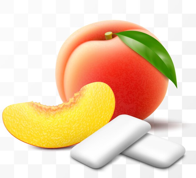 Bubble gum with peach or apricot flavor Pads of bubble gum spearmint for fresh breathing Chewing