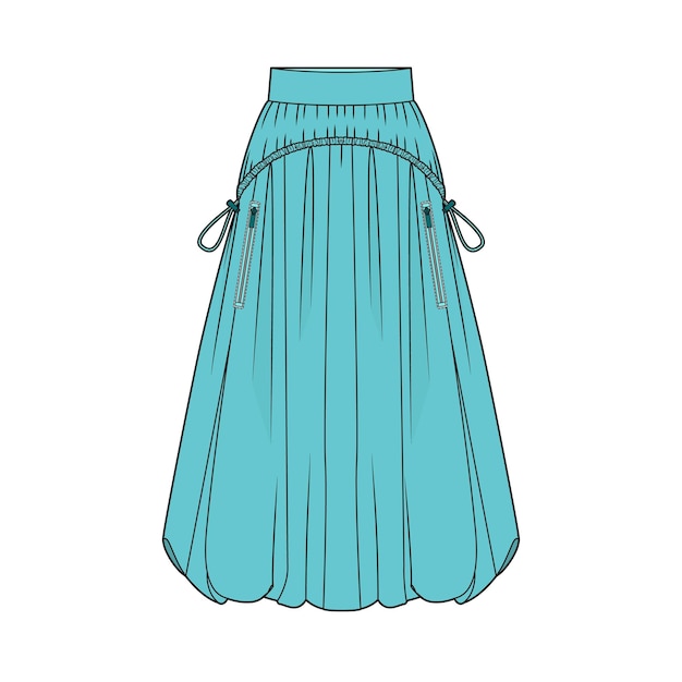 Bubble hem sporty skirt Vector Flat Design Illustration