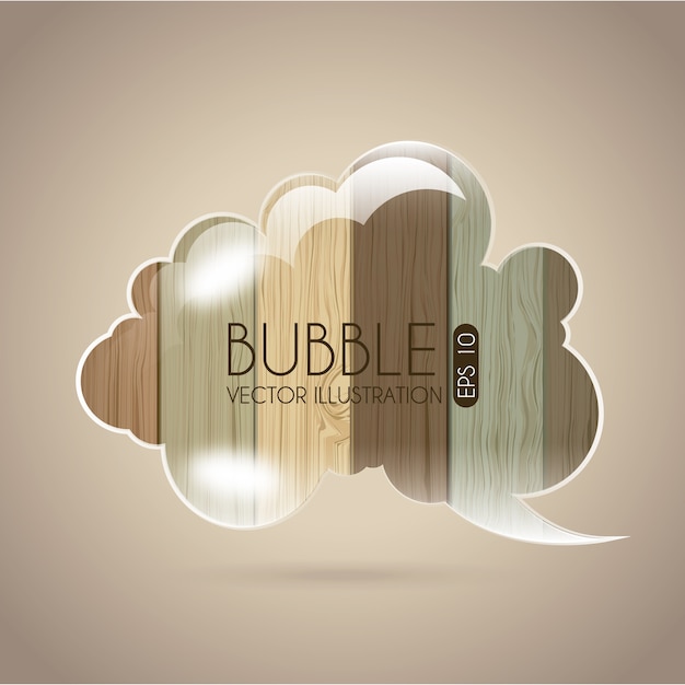 Vettore icona della bolla sopra illustrazione vettoriale sfondo in legno