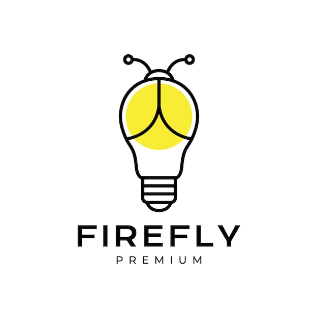 Bubble light lamp insect fire fly shine creatieve ideeën logo ontwerp vector illustratie pictogrammalplaatje