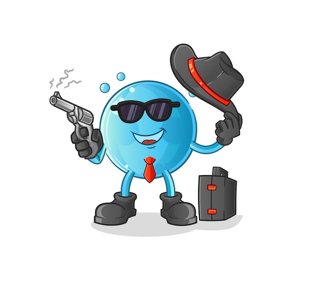 Bubble maffia met pistool karakter. cartoon mascotte vector