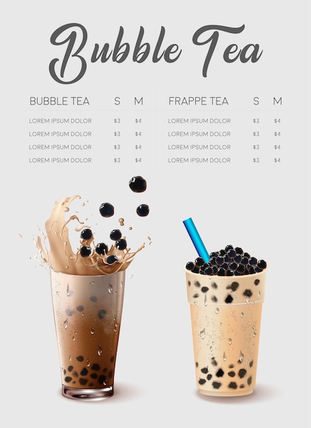 Bubble milk tea Pearl milk tea Different sorts of Boba Yummy drinks