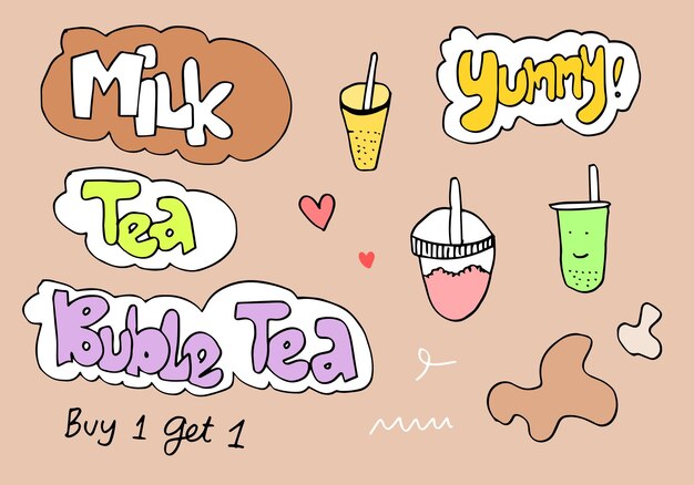 Vector bubble milk tea special promotions design boba milk tea pearl milk tea yummy drinks coffees