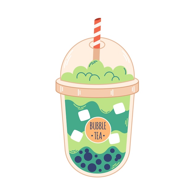 Bubble Milk Tea with tapioca pearls Boba tea Cold Asian Taiwanese drink Summer cold drink