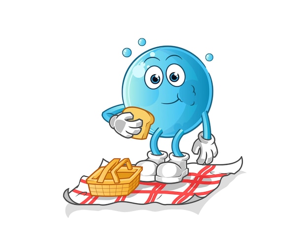 Bubble on a picnic cartoon cartoon mascot vector