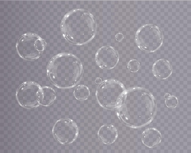 Bubble png. set of realistic soap bubbles. bubbles are located on a transparent background. vector f