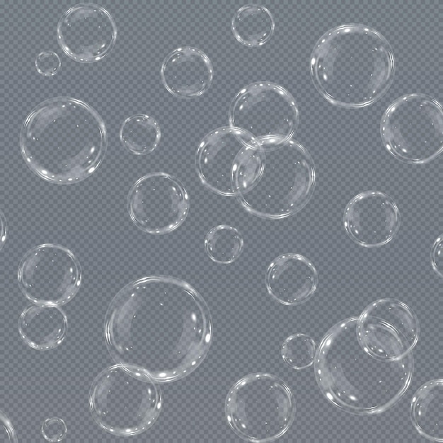 Bubble PNG. Set of realistic soap bubbles. Bubbles are located on a transparent background. Vector f