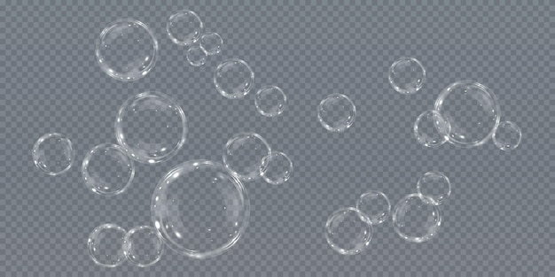 Bubble png. set of realistic soap bubbles. bubbles are located on a transparent background. vector f