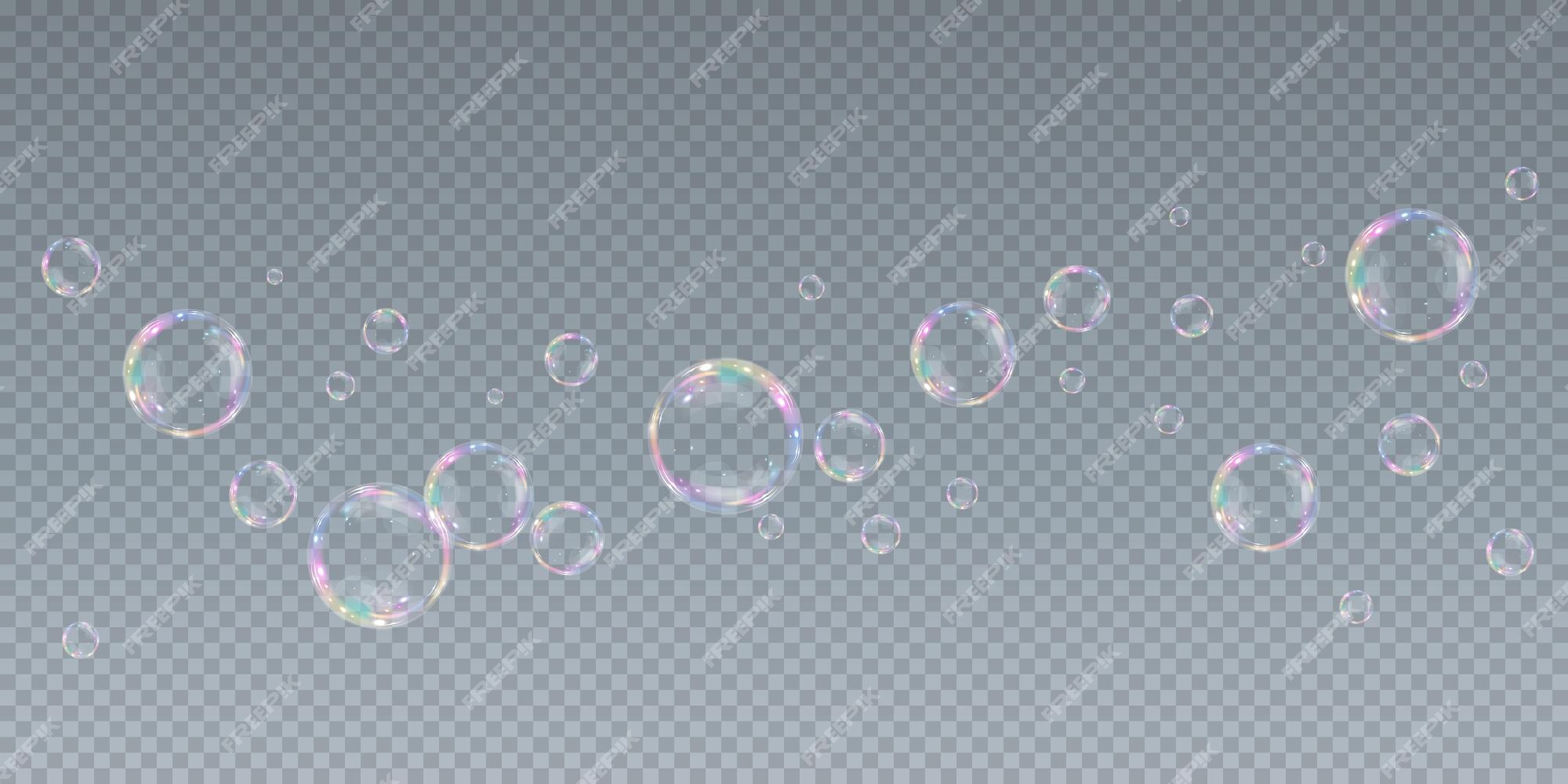 Realistic soap bubbles. Png Bubbles are located on a transparent