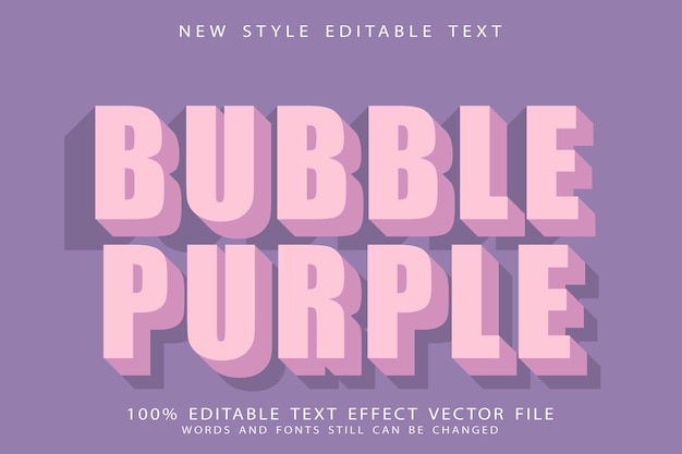 Bubble purple editable text effect emboss retro style