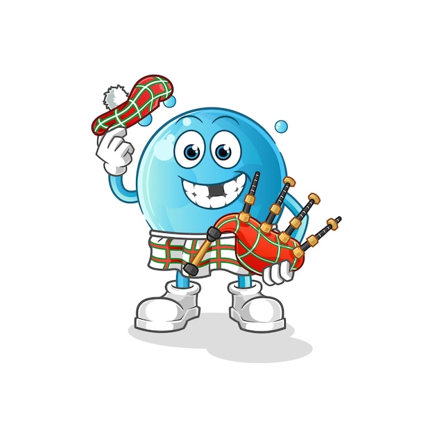 Bubble scottish with bagpipes vector. cartoon character