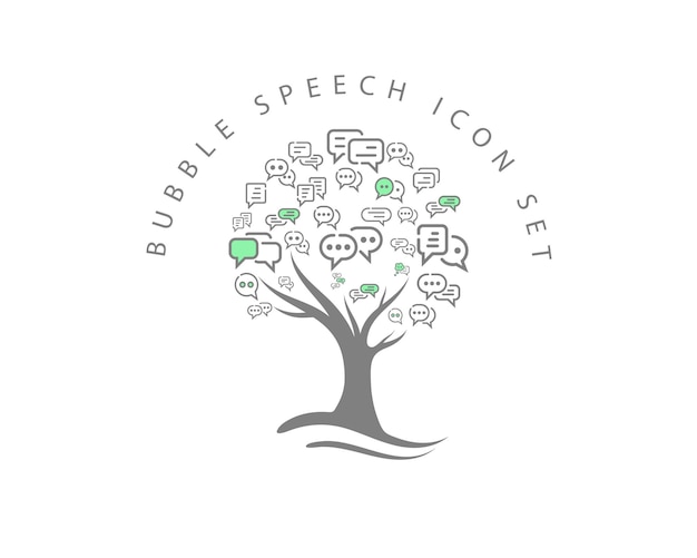 Bubble speech icon set design Premium Vector