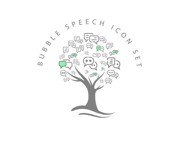 Bubble speech icon set design Premium Vector