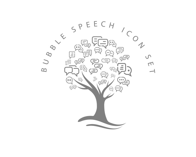 Bubble speech icon set design Premium Vector