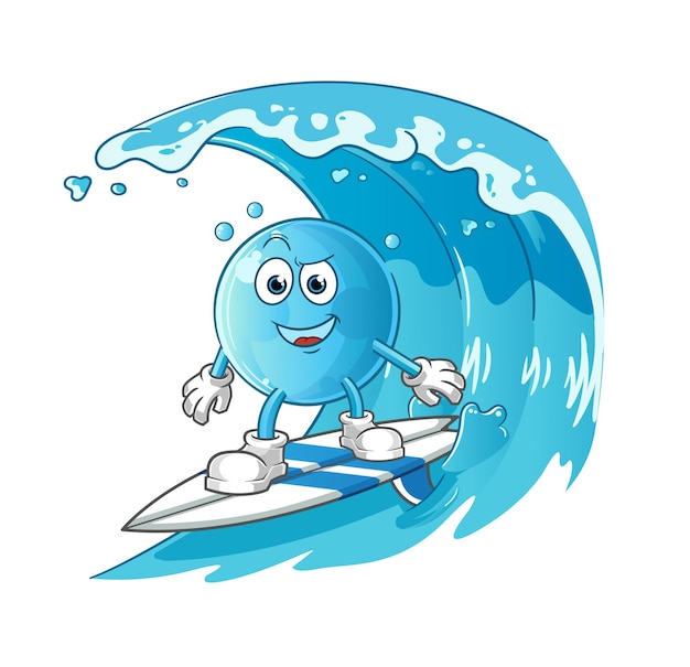 バブルサーフィンのキャラクター。漫画のマスコットベクトル