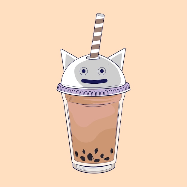 Bubble tea Bubble milk drink with black tapioca delicious milkshake with covered glass ball