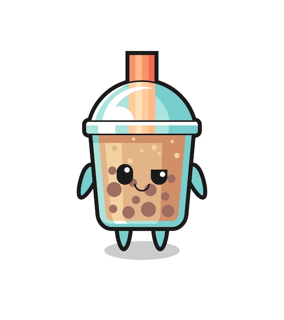 Bubble tea cartoon with an arrogant expression