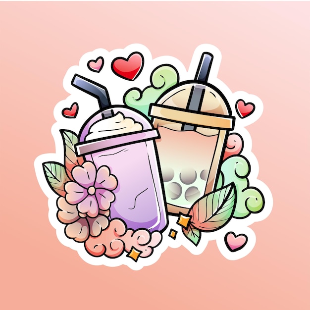 Bubble tea e latte ghiaccio con amore