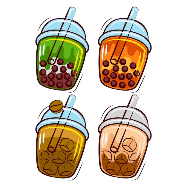 Vector bubble tea ice vector illustration