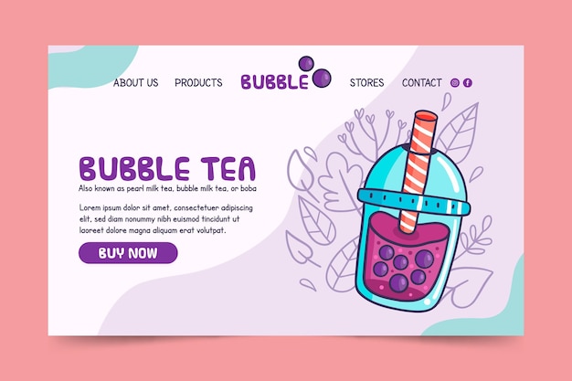 Vector bubble tea landing page