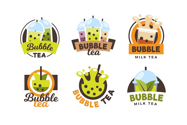 Bubble tea logo collectie