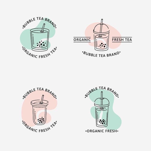 Коллекция логотипов пузырькового чая
