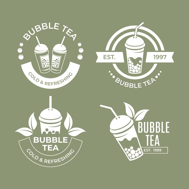 Bubble tea logo collection