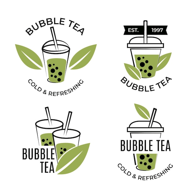 Bubble tea logo collection