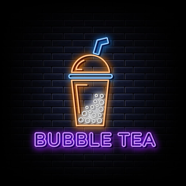 Bubble tea logo neon teken