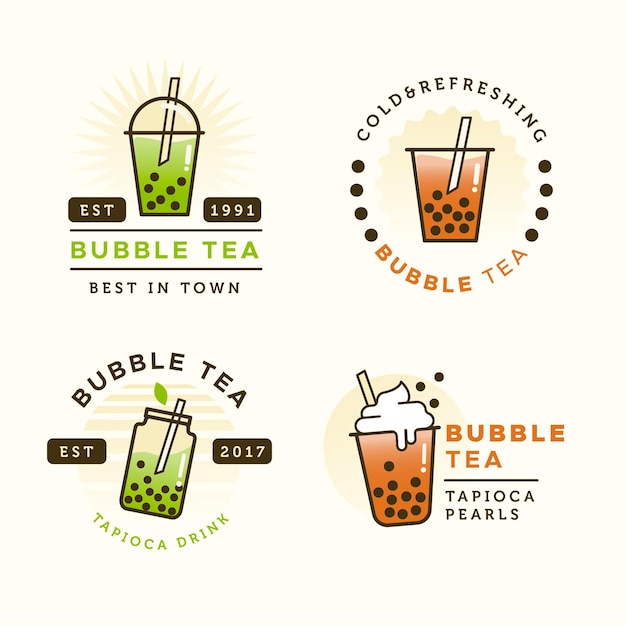 Bubble tea logo template set