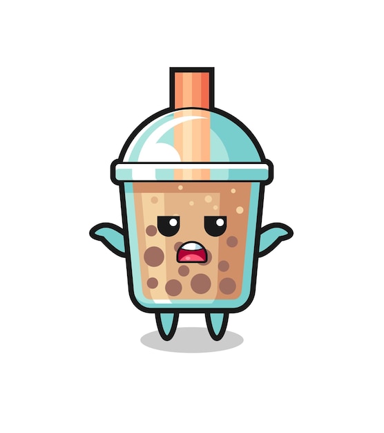 Bubble tea mascot character saying I do not know , cute style design for t shirt, sticker, logo element