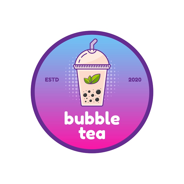 Bubble tea or milk tea Logo 