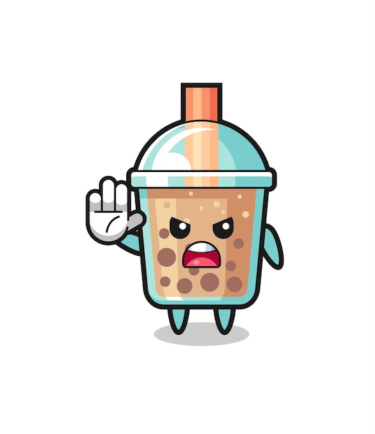 Bubble tea-personage doet stopgebaar