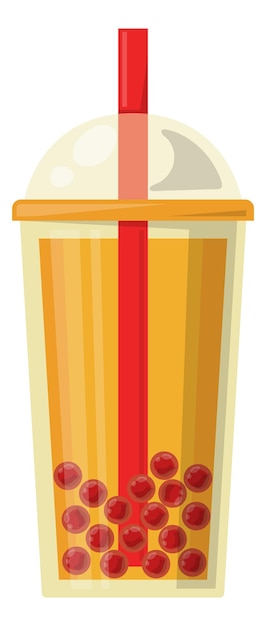 Bubble tea in plastic takeaway cup tapioca drink icon