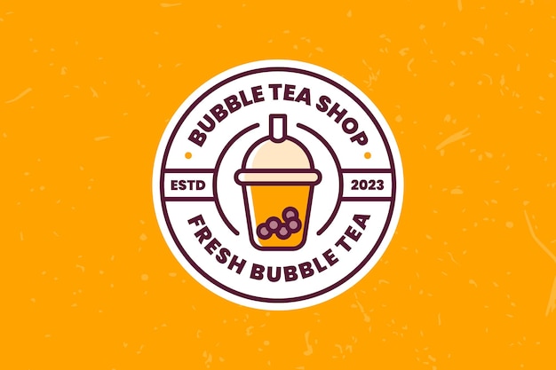 Вектор Шаблон дизайна логотипа магазина bubble tea в винтажном или ретро стиле