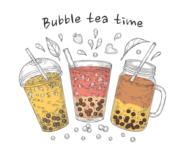 Bubble tea time illustrazione