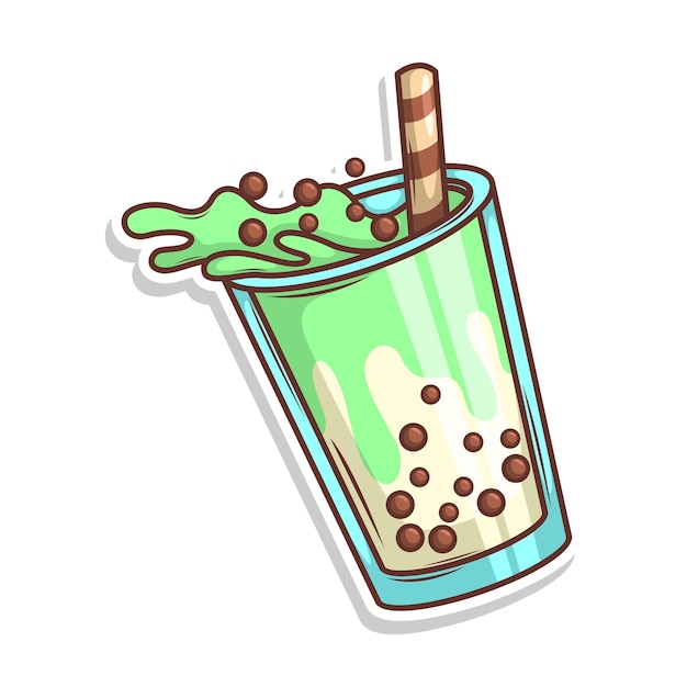 Vector bubble tea vector sticker cartoon hand draw illustration art