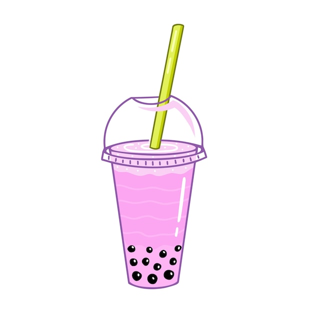 Bubble tea with tapioca Hand drawn illustration