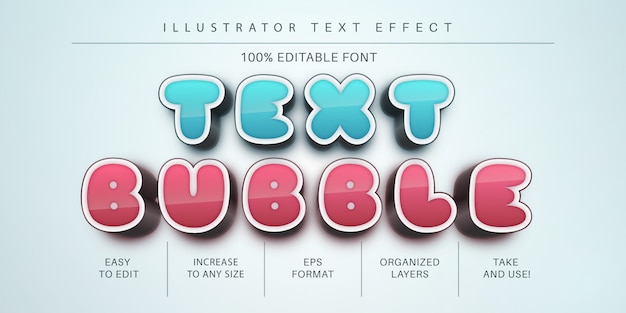 Vector bubble-teksteffect, tekenstijl