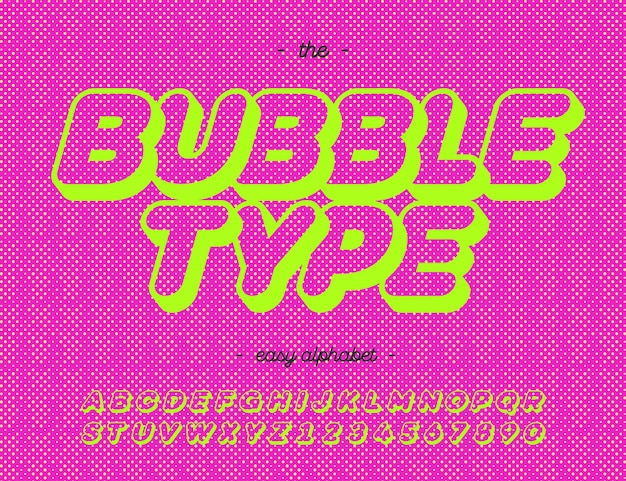 Bubble type moderne typografie op roze achtergrond lettertype cartoon stijl voor afdrukken decoratie partij poster promotie t-shirt banner vectorillustratie 10 eps