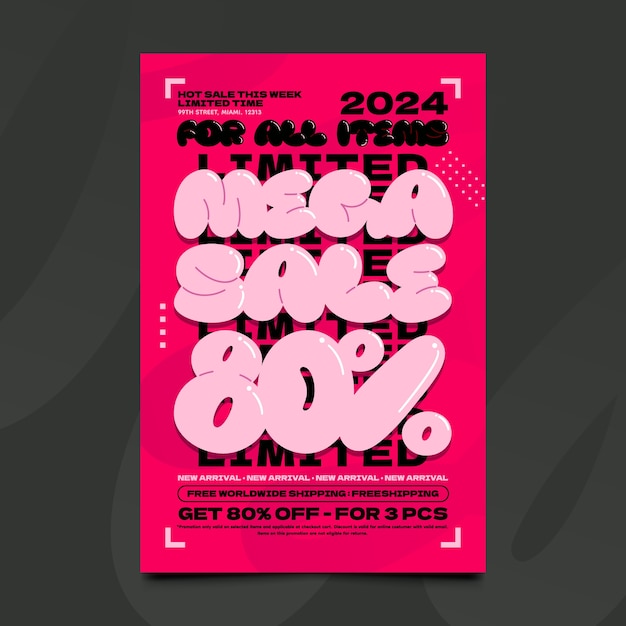 Bubble typeface poster in hand drawn style