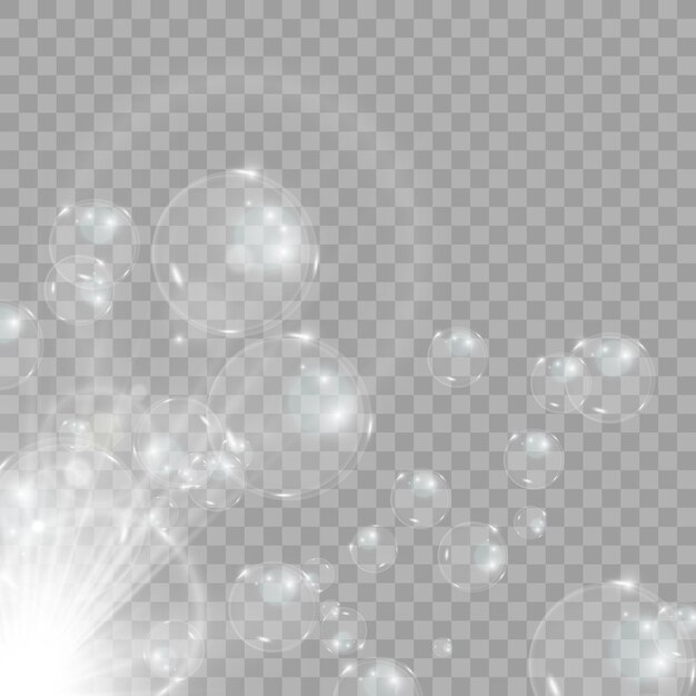 バブル ベクトル。透明な背景にシャボン玉。ベクター デザイン。