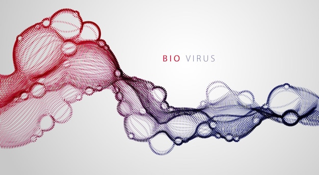 Flusso di particelle fluide vettoriali astratte a bolle, tecnologia nanomedica, illustrazione del tema della fantascienza di microbiologia.