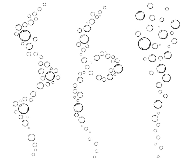 Bubbles of fizzy drink air or soap Vertical streams of water Outline vector illustration