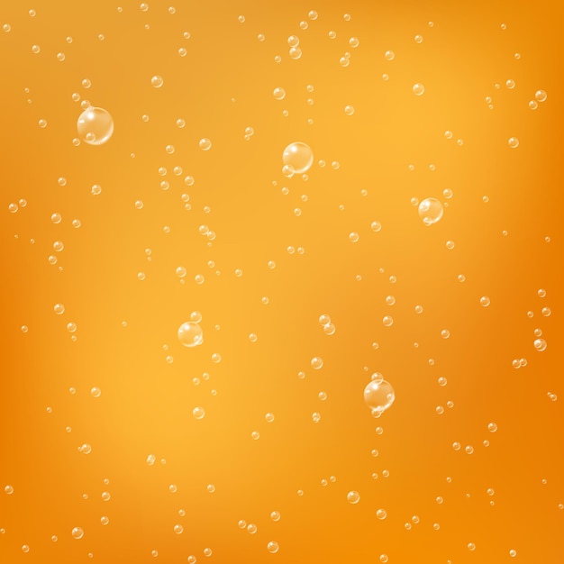 Bubbles in golden liquid. Drop beer. Oil or honey texture with bubbles. 