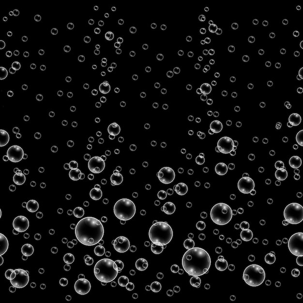 Bubbles seamless pattern Realistic air in liquid background Vector illustration