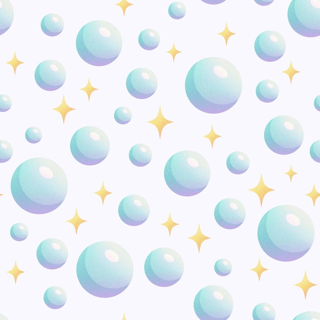 Bubbles and stars grain seamless pattern