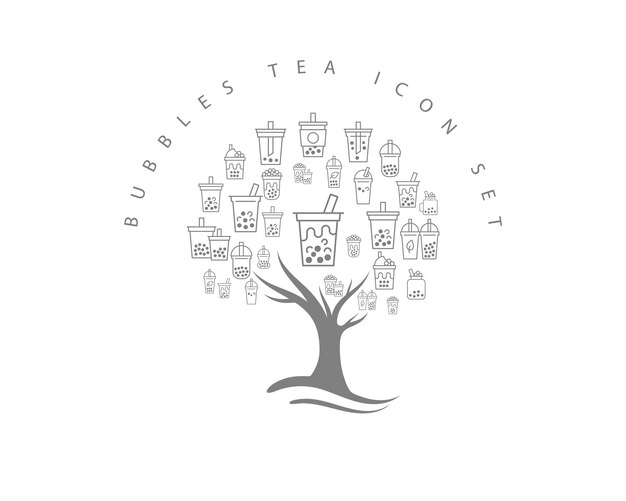 Vector bubbles tea icon set design premium vector