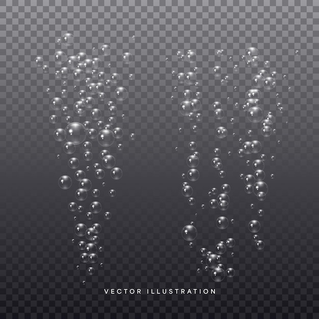 Bubbles underwater are isolated on a transparent background 3D Vector illustration